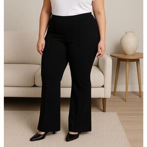 Lysse Elysse Wide Leg Pants Womens XL Black Ponte Knit Pull-On Dressy Workwear